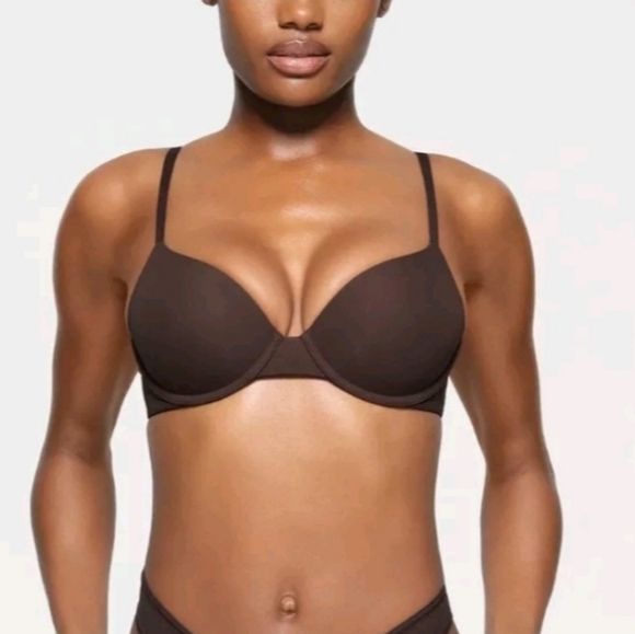 Skims Fits Everybody Tshirt Demi Bra Espresso Brown 30D NWT - Picture 1 of 5